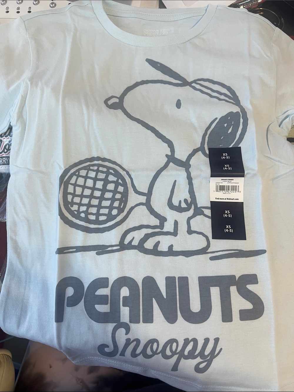 Peanuts Light Blue Kids' Snoopy Tennis Graphic Tee
